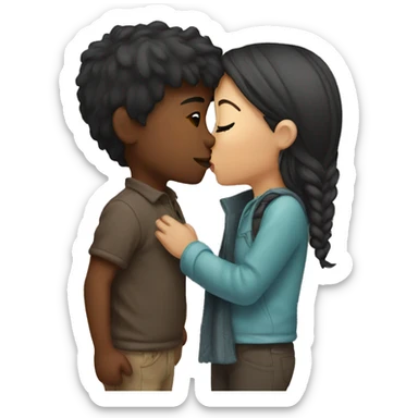 Girl kissing a boy sticker