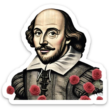 Shakespeare made of newspaper cuttings 420 roses flowers sticker
