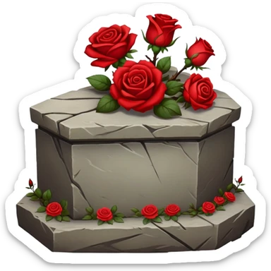 Red grave with roses sticker