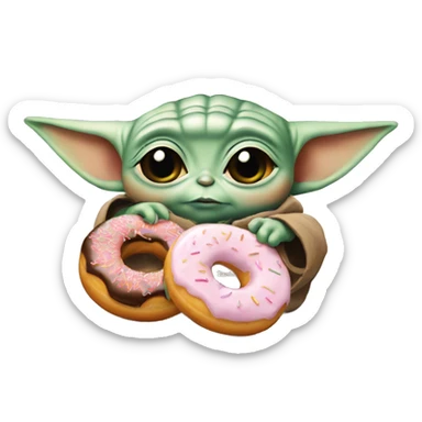 baby yoda and donuts sticker