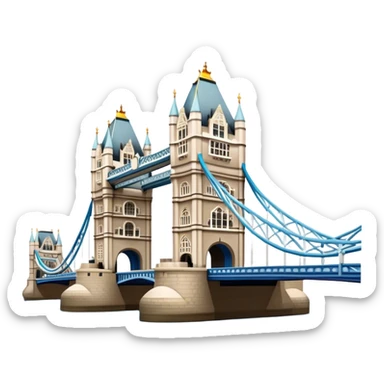 Cinematic Realistic Tower Bridge Landmark Emoji, depicted with iconic Victorian architecture spanning the River Thames, rendered with lifelike textures and dramatic natural lighting that captures its majestic presence. sticker