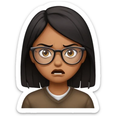 a brown girl with black straight hair with glasses mad that is brown skinned sticker