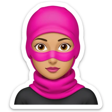 confident woman hustler wearing a bright pink balaclava, business entrepreneur, ambitious sticker