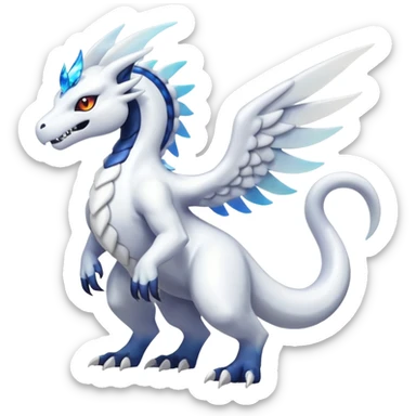 White iridescent Reshiram-Salandit-Absol-Shinx-fusion-hybrid, full body sticker