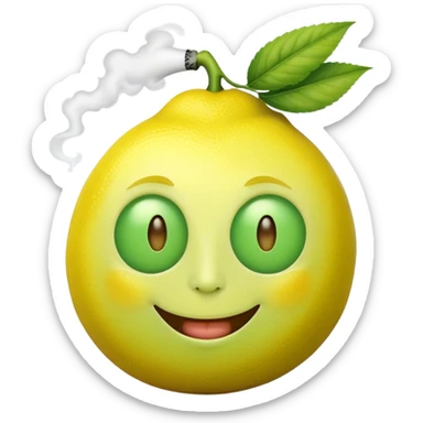 Happy faced Lemon smoking marijuana sticker