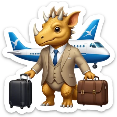 office triceratops in an airport sticker