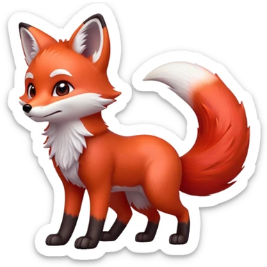 cinematic-[fox]-realistic-full-body-standing on all fours-emoji,-tail-tucked-close,-head-tilted-dramatically,-fox-[red]-fur,-simplified-yet-realistic-focused-features,-highly-detailed,-glowing-with-an-almost-sarcastic-glow  sticker