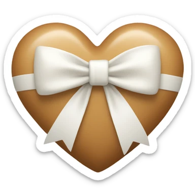 tan heart with a white bow in the center sticker