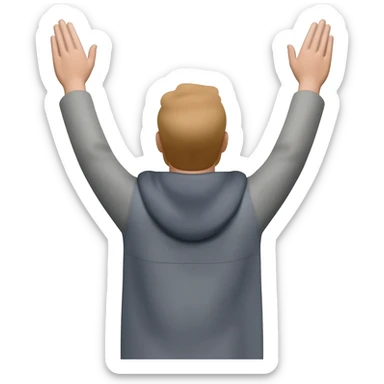 Man raising both hands to God and showing back. The man should clothed sticker