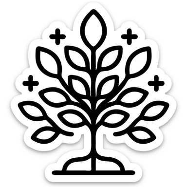 tree growing from the ground, Slavic folk art style, classic detail, traditional neutral folk art palette, suitable for favicon, logo, and emoji sticker