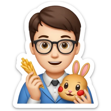 nerd face emoji eats coderabbit logo in emoji style sticker