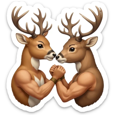 White tailed deer bucks wrestling sticker