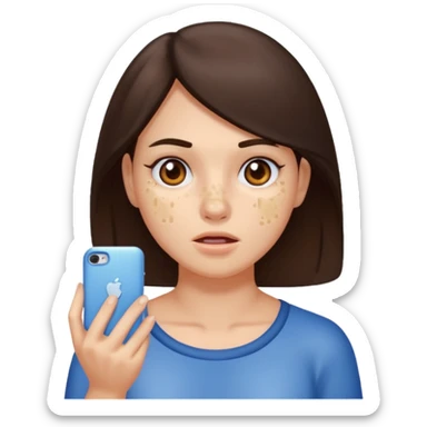 brunette woman with lots of acne sticker