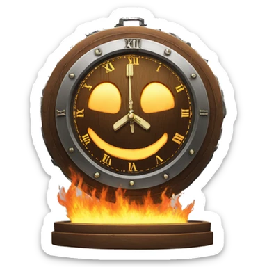 big clock made of fire sticker