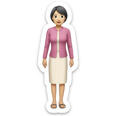 middle age asian lady holding a hand with a kid sticker