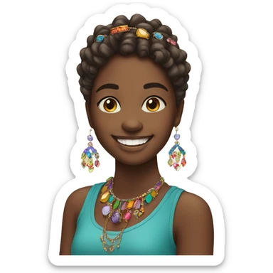 smiling girl with jewelry portrait sticker