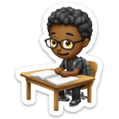 a student studying hard for exam sticker