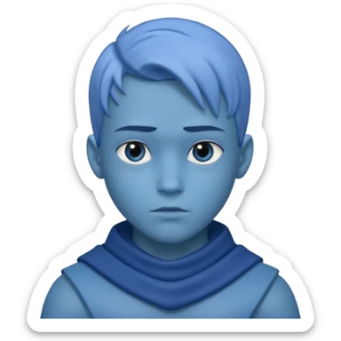 blue-themed emoji of a boy with a sigma male vibe, confident and mysterious look sticker