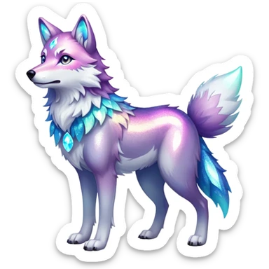 Falvie-Fionbri-creature-sparkle-wolf, full body sticker