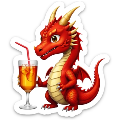 red dragon holding a drink sticker