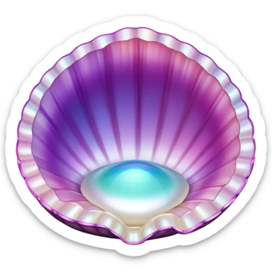 
pearl in a half-open shell of aesthetic colors, mother-of-pearl, pearl color, with shades of purple, pink, turquoise sticker