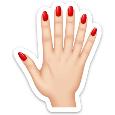 close-up of fingers with glossy bright red nail polish sticker