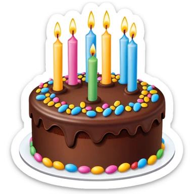 birthday cake with candles and frosting sticker