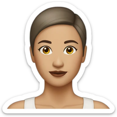 30 year old woman shaved head brown hair olive skin make up  sticker