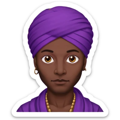 Con el planeta Saturno 🪐 (esto tiene que ser el elemento más importante) , un moro con turbante 👳🏾‍♂️ y la cara del diablo morada esta 😈  sticker