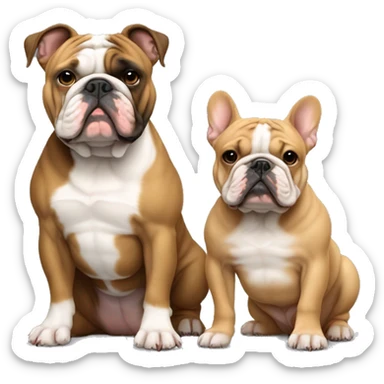 Light Brown New englisch Bulldog sitting next to dark frenchie sticker