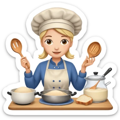 A woman cooking sourdough in kitchen sticker