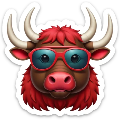 red water buffalo with sunglasses sticker