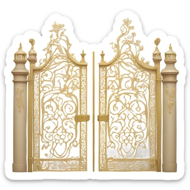 White & gold Gates of heaven sticker