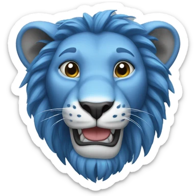 head of a blue lion smiling sticker