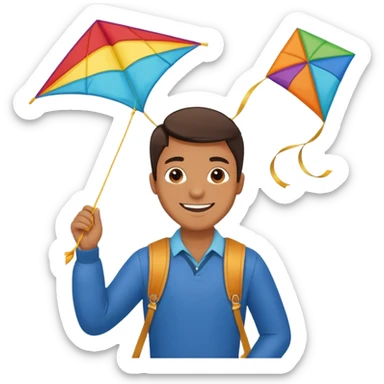 man with kite,Kite Flyers, big kite. sticker