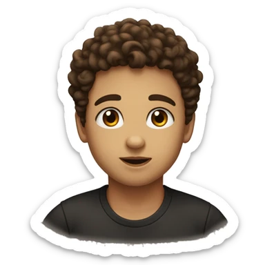 a boy a litel bit fat with brown eyes and with
curls semi blak sticker