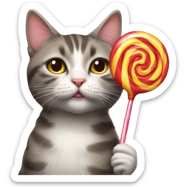 Cat with humongous lollipop  sticker