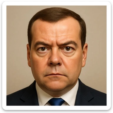 photorealistic, high-quality portrait of Dmitry Medvedev in emoji style, very detailed, serious and focused look sticker