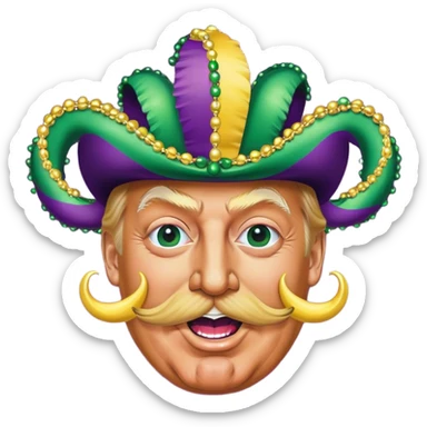 Gay Donald trump dancing at Mardi Gras with a large moustache  sticker