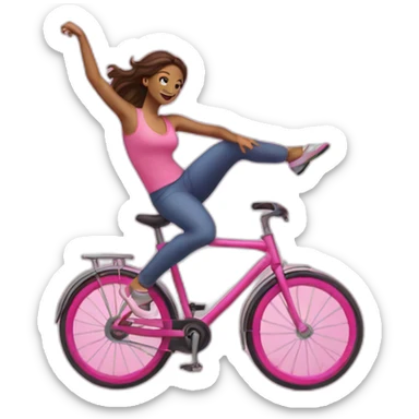 Dancing brunette in pink bicycles sticker
