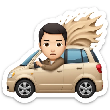 Asian driver crashing car sticker