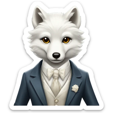 arctic fox, fancy artdeco suit sticker