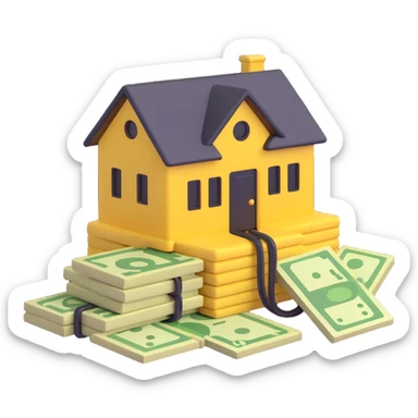 extension cable, money, and house together, fun emoji style sticker