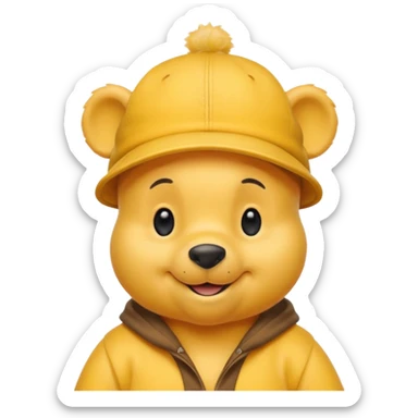 winnie the Pooh with cap  sticker