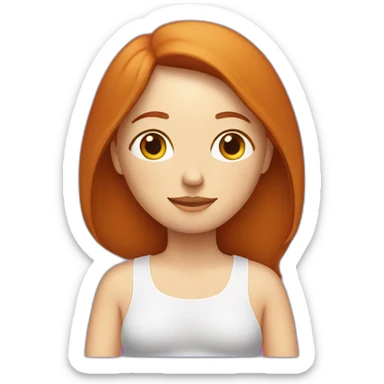 redhead white woman long medium straight hair, meditating on a violet blanket sticker