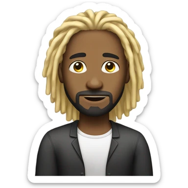 Man with facial hair and black locs with blonde tips meme sticker