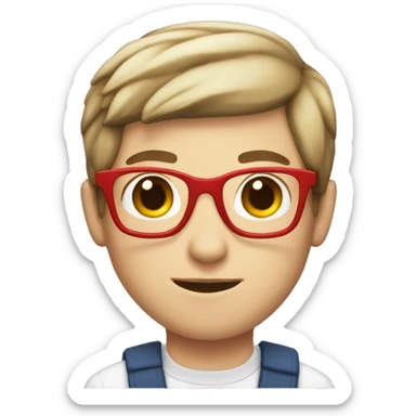 white nerd with short brown hair and big red heart sticker
