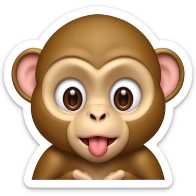monkey sticking out tongue shy sticker