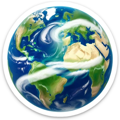 🌍 Cinematic Realistic Earth – A breathtaking, full view of Earth from space, showcasing vivid blue oceans, swirling white clouds, and lush green continents. The curvature of the planet is subtly illuminated by the sun, with a soft atmospheric glow enhancing its life-sustaining beauty. High detail, crisp textures, and realistic lighting bring out the planet's dynamic and ever-changing surface. sticker