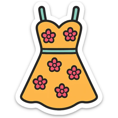 pretty summer dress, playful and modern sticker